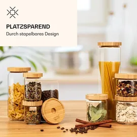 Klarstein Stapelglas mit Bambusdeckel 200 ml 4 St.