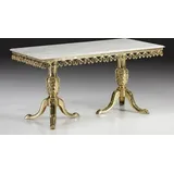 Casa Padrino Luxus Barock Esstisch mit Marmorplatte Gold / Weiß 165 cm - Barock Esszimmer Möbel