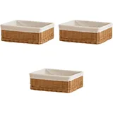 JISADER 3 stück Weidenkorb Gewebt, Papierseil Korb Geflochten, Rattan Aufbewahrungskorb mit Futter 35x25cm, Flechtkorb Rechteckig für kinderzimmer, Küchen, Badezimmer