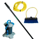 Unger HighFlow Reinwasser Kit, 6 m Teleskopstange, 20 m Schlauch, für Fenster bis in den zweiten Stock, Wintergärten, Solarpanels, robust, Glasreinigung) AK160P , 4-teiliges Set