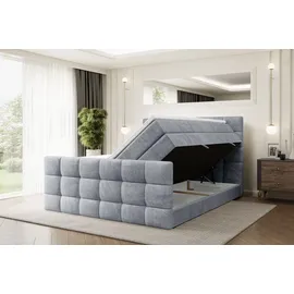 altdecor Boxspringbett BRUGO-Z KING - 160 x 200 - H3/H4 - Hellgrau