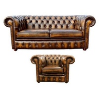 JVmoebel Chesterfield-Sofa, Chesterfield Sofa Couch Polster Leder Textil Sofagarnitur 2+1 braun