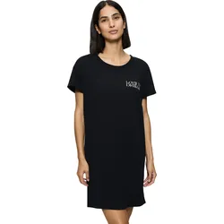 Nachthemd TRIUMPH "Nightdresses NDK X", Damen, Gr. 44, N-Gr, schwarz, Jersey, Obermaterial: 100% Baumwolle. Besatz: 97% Baumwolle, 3% Elasthan, unifarben, casual, bequem knieumspielend, Rundhals, Kurzarm, Kleider, weich und atmungsaktiv