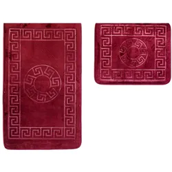 Almina 2 Teiliges Bademattenset mit Muster Bordeaux