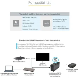 Startech Thunderbolt 4 Dock, 96W Power Delivery, Single 8K/Dual Monitor 4K 60Hz, 3xTB4/USB4 Ports/4xUSB-A/SD/GbE, Thunderbolt 4 Docking Station für Windows oder TB3 MacBook, 0.8m Kabel