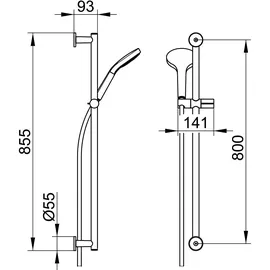 Keuco IXMO Brausegarnitur mit Stange Schwarz matt 59587370801