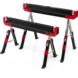 Costway 2 x ​Arbeitsbock höhenverstellbar, bis 1180 kg belastbar, Klappbarer Sägebock, Rutschfeste PVC-Oberseite, Tragbarer Unterstellbock mit Griff, Faltbarer Gerüstbock Klappbock (gelb+schwarz)