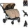 Moni Zwillingskinderwagen TwinGo Getränkehalter, Fußabdeckung, Hinterradbremse braun