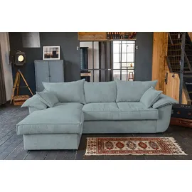 KAWOLA Sofa DAMETO Ecksofa Bettsofa Schlafsofa mit Stauraum Cord hellblau
