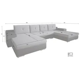 Fun Möbel Couchgarnitur FLORENZ U-Form mit Schlaffunktion Schwarz / Olivgrün - Schwarz