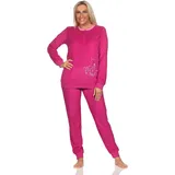 Normann Damen Frottee Langarm Schlafanzug Homewear - auch in Übergrössen, Farbe:pink, Größe:34 - 34