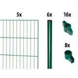 garden 'n' more Einstabmattenzaun GARDEN 'N' MORE "mit Rundpfosten", grün, H:175cm L:10cm, Stahl, Kunststoff, Zaunelemente, 5 Elemente für 10 m, LxH: 200 x 175 cm, mit 6 Pfosten