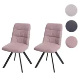 Mendler Esszimmerstuhl HWC-J69 Samt rosa 2er Set