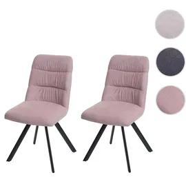 Mendler Esszimmerstuhl HWC-J69 Samt rosa 2er Set