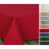 Beautex Tischdecke Fleckenabweisende bügelfreie Tischdecke mit Lotuseffekt, Leinenoptik (1-tlg) rot Rund | 220 cm x 220 cm