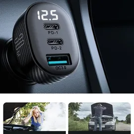Joyroom KFZ-Adapter 30W 2x USB-C USB-A Schwarz