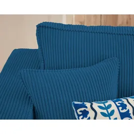 best mobilier Topaze - 7-Sitzer wohnlandschaft U-form - schlaffunktion und Bettkasten - Cord Schieferblau