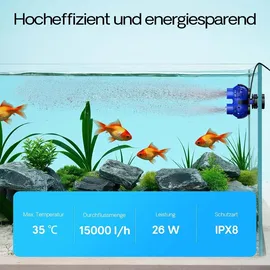 Wiltec SunSun JVP-232 Strömungspumpe 15000 l/h 26 W Aquarium Pumpe mit 2 schwenkbaren Düsen, Magnethalter zur einfachen Befestigung und Durchflussregler