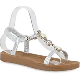 Stiefelparadies Damen Riemchensandalen in Silber,