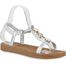 Stiefelparadies Damen Riemchensandalen in Silber,