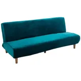 Rosnek Sofahusse Samt, Stretch, für armloses Klappsofa blau 190 cm