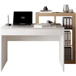 Schreibtisch INOSIGN "Hamburg, Breite 138 cm, Tiefe 50 cm, mit Schubkasten u. Aufsatz/Regal", weiß (weiß hochglanz lack, weiß hochglanz lack, weiß hochglanz lack), B:138cm H:99cm T:50cm, Tische, Computertisch, Arbeitstisch, Schminktisch, Arbeitsplatz, 4 Fächer