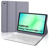 Hülle Mit Tastatur Für Samsung Galaxy Tab A11 Plus 11'' 2025/Samsung A9 plus 11 Pulgadas 2023, Hülle Tastatur Für Samsung Galaxy Tab A9 plus, Bluetooth Magnetisch mit Qwertz Layout, Lavendelviolett