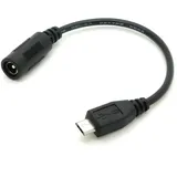 Sertronics Adapterkabel Hohlstecker Buchse 5,5x2,1mm - Micro USB B Stecker schwarz 15cm