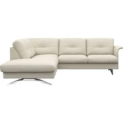 Ecksofa FLEXLUX "Glow, super bequem durch hochwertigem Sitzaufbau mit Federkern, L-Form", weiß (warm weiß), B:236cm H:81cm T:224cm, 100% Echteder, Sofas, Modernes skandinavisches Design