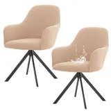 ZRCYXDW Wasserdichter Stuhlbezug Mit Armlehne, Elastisch Stuhlhussen Mit Armlehne Weicher Rutschfester Abnehmbarer Büro Hochlehner Stuhlbezug Waschbarer-Beige-2 Stück