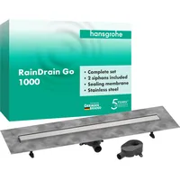Hansgrohe RainDrain Go Komplettset Duschrinne 1000, rückseitig befließbar, für Standard-/flache Installation, 56275800 rücks.beflies.Stand./flache Instal.BST