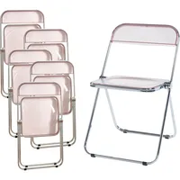 [en.casa] Klappstuhl Pornainen 6er Set Rosa, transparent