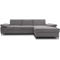 DOMO. collection Ecksofa Curacao, Schlafsofa mit Federkern und Armlehnfunktion in L-Form, Couch mit Schlaffunktion, Sofa, Polsterecke 297 x 160 x 84 cm (BxTxH), dunkelgrau