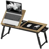 HOMCOM Laptoptisch Höhenverstellbar Betttisch 83,5 x 33 x 23,5-34 cm Eiche