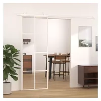 vidaXL Zimmertür Schiebetür ESG-Glas und Aluminium 76x205 cm Schwarz Raum Zimmer Tür weiß