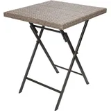 BRUBAKER Gartentisch Toskana - 58 x 58 cm Balkontisch wetterfest - Polyrattan Beistelltisch klappbar - Campingtisch eckig - Klapptisch für Balkon, - Grau Braun