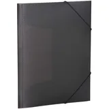 Herma Sammelmappen A3 Schwarz Transluzent Set, 3 Stück, Eckspanner-Mappen aus Kunststoff mit Gummizug und Innenklappen für Kinder, Jungen und Mädchen