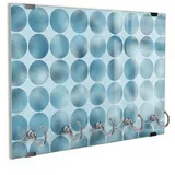 DEQORI Schlüsselbrett 'Kreisstruktur in Eisblau', (1 St), Schlüsselhalter Schlüssel Haken Schlüsselboard modern Schlüsselleiste blau