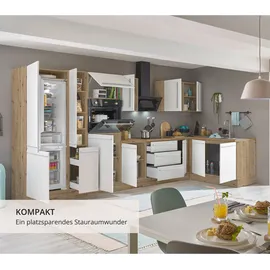 kochstation Winkelküche L-Form 360 cm weiß