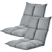 [en.casa] Bodensessel Deinze Polyester 110 x 2 x 70 cm Silber verstellbar mit Liegefunktion