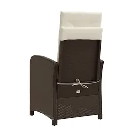vidaXL Gartensessel mit Fußteil 2 Stk. Verstellbar Braun Poly Rattan