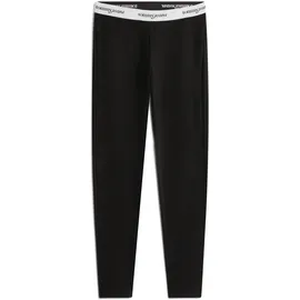 Tommy Hilfiger Leggings "TJW ARCHIVE WB LEGGINGS", Damen, Gr. S (36), N-Gr, schwarz, Jersey, Obermaterial: 70% Viskose, 25% Polyester, 5% Elasthan, unifarben mit Farbeinsatz, figurbetont, Hosen Leggings