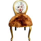 Casa Padrino Luxus Barock Esszimmer Stuhl Marilyn Monroe mit Kunstfell Gold - Handgefertigter Pop Art Designer Stuhl