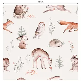 wall-art Vliestapete Kinderzimmer Waldtiere 0,48 m x 5,28 m 0 g beige