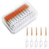 VIKSAUN 200 Stück Interdentalbürste, Weiche Silikon adaptive Interdentalbürste, Zahnstocher Zahnreinigung Zwischenräume, Tragbarer Dual-Use Zahnseide Stick für Reiniger Werkzeug (Orange)