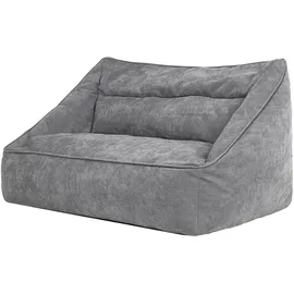 I.C.O.N. Icon Cecilia Sitzsack Sofa, Grau, Flauschiger Chenille Stoff, 2 Sitzer Sofa für Erwachsene, Riesensitzsack mit Füllung, Bequemer Sessel, Lounge, Wohnzimmer, Deko Wohnzimmer