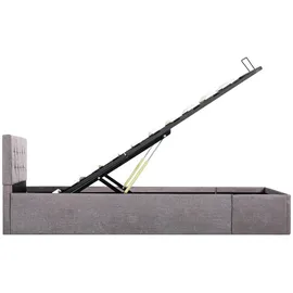 vidaXL Stauraumbett Hydraulisch Taupe Stoff 100×200 cm