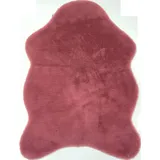 Astra Hochwertiger Kunstfell Teppich flauschig - Teppich Wohnzimmer - Hochflorteppich Lammfell Schaffell Accessoire - Dekofell Bordeaux Shape 55 x 80 cm