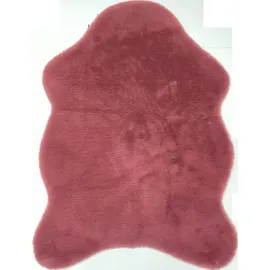 Astra Hochwertiger Kunstfell Teppich flauschig - Teppich Wohnzimmer - Hochflorteppich Lammfell Schaffell Accessoire - Dekofell Bordeaux Shape 55 x 80 cm