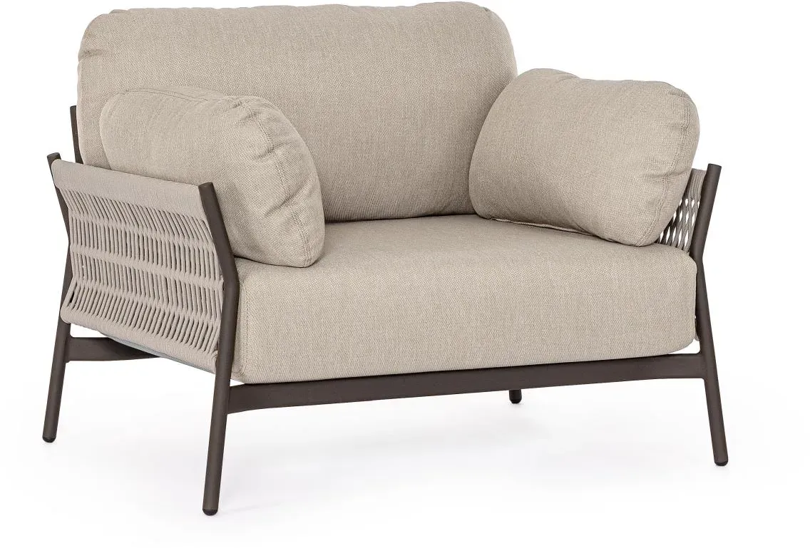 Gartensessel Pardis aus Aluminium, modern gepolstert, beige Raven, abnehmbare Kissen, Outdoor